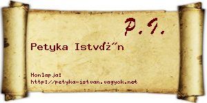 Petyka István névjegykártya